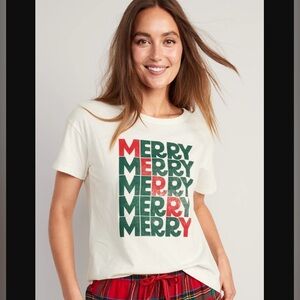 Old Navy Merry On Repeat T Shirt - Small